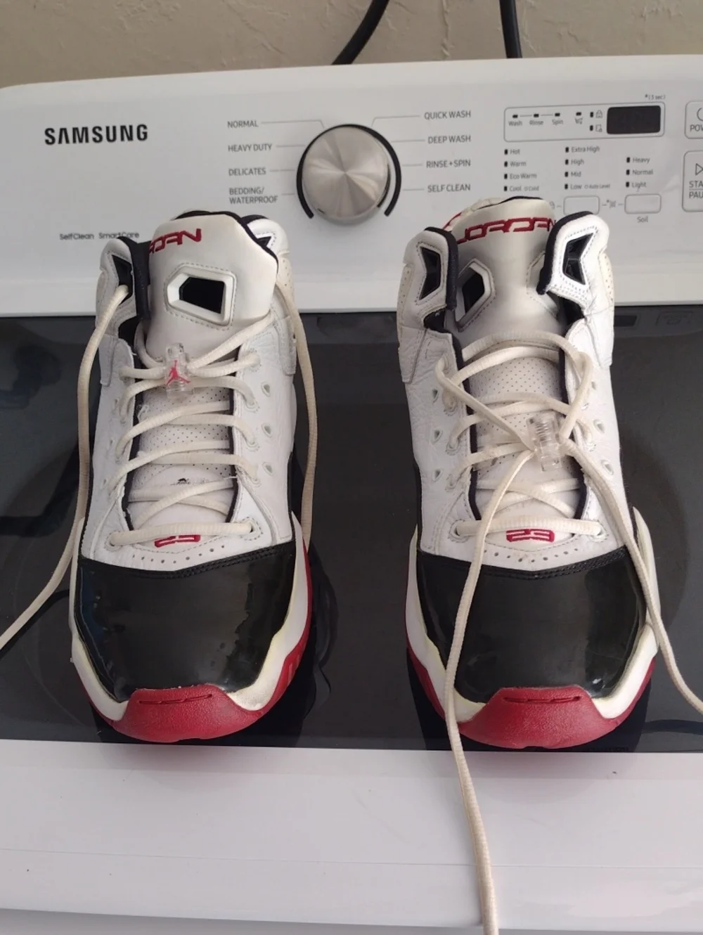 Jordan Men’s Basketball Sneakers - White / Black / Red